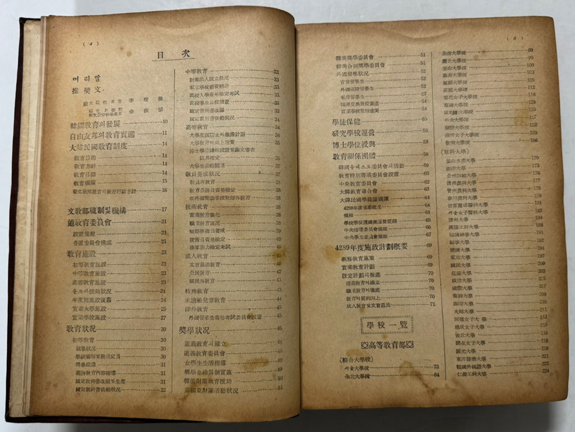 학교연감 1956년판 / 대한문교출판사 / 894페이지