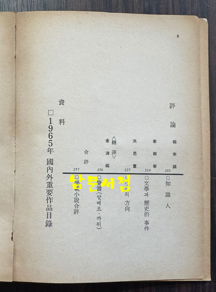 한국문학 1.2.3 전3권 완질 / 박경리외 / 현암사 / 1967년 초판 / 923페이지 / 1권 앞표지 낙장